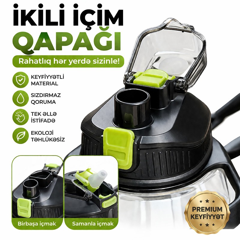 İri Hecimli Şəffaf su qabı 3.8 l